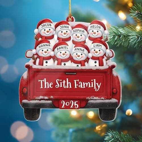 Personalized Christmas Ornaments 2025 Family of 2/3/4/5/6/7/8/9/10 Custom Snowman Ornament with Names and Year, for Family of 2/3/4/5/6/7/8/9/10 Members, Custom Ornament Xmas Gift Idea thumbnail 8