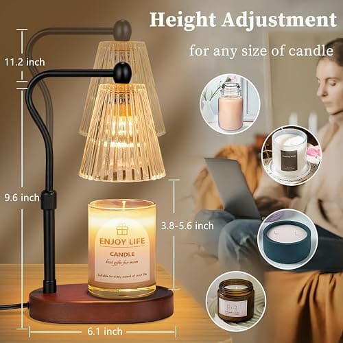 seenlast Candle Warmer Lamp with Timer Dimmer Adjustable Height,Mothers Day Gifts,Electric Wax Warmer Vintage Home Decor for Scented Jar Candles,Birthday Gifts for Women thumbnail 2
