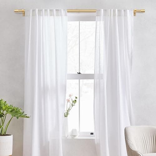 IFELS Heavy Duty Curtain Rods for Windows 66 to 120 Inch, 1 Inch Gold Curtain Rod Adjustable, Decorative Long Curtains Rods with Metal Finials, Easy Installation and Modern Design (A2,Gold,30"-120") thumbnail 2