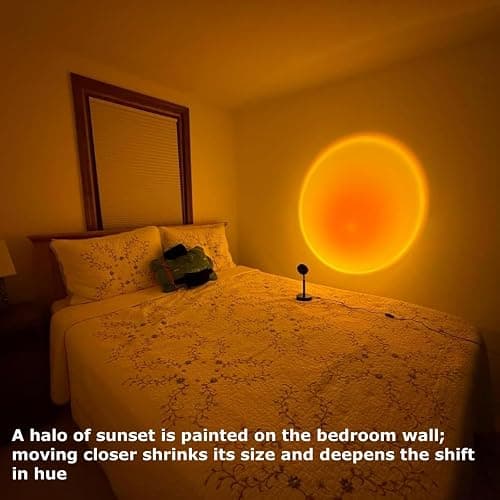 Jensense Sunset Projector Lamp Orange Sunset Glow Night Light for Bedroom Wall Ceiling Decor Romantic Ambiance Home Decoration Mood Lighting Relaxation Yoga thumbnail 2