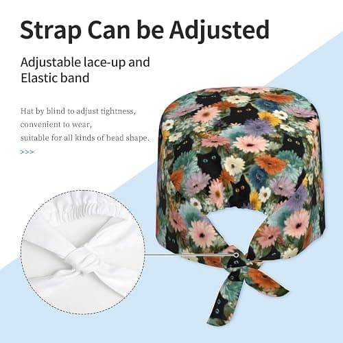 Working Cap Scrub Cap with Sweatband Adjustable Unisex Men Women Tie Back Hat Nurse Surgical Caps thumbnail 4