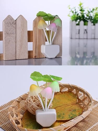 Sensor Led Night Light, Color Changing Plug-in LED Mushroom Dream Bed Lamp | mushroom decor, room decor, dusk to dawn, nursery/kids bedroom, mushroom gifts for women, fairy/witchy/cottagecore thumbnail 7