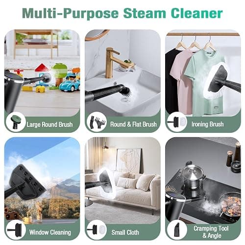 11-in-1 Steam Mop - Detachable Handheld Steam Cleaner with 380mL Tank, 260℉ Floor Steamer for Hardwood, Tile, Grout, Windows, Bath & Kitchen - 3-Level Steam Control, Multi-Purpose Floor Steam Cleaner thumbnail 7