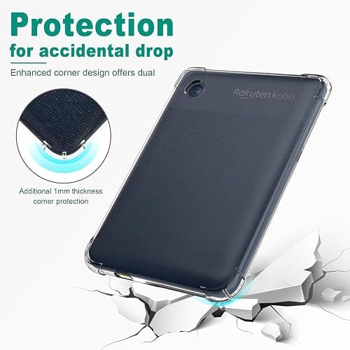 Tenano Clear Case for Kobo Clara Colour/BW/2E, 6" Lightweight Scratch-Proof Silicone Back Cover, Clear thumbnail 4