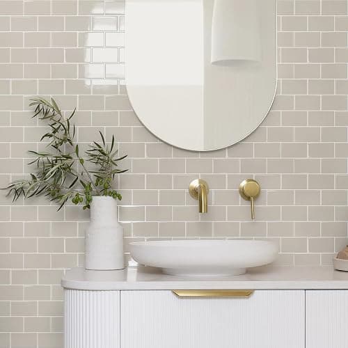 STICKGOO Peel and Stick Backsplash Subway Tiles, 10 Sheets of 12" x 12" - 3D Adhesive Peel and Stick Tile Backsplash for Kitchen, Bathroom, Wall Tile (Thicker Design, Light Gray Beige) thumbnail 5