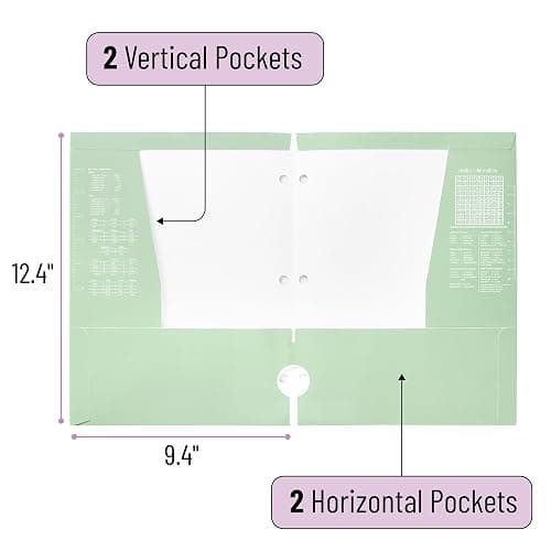 Mr. Pen- 4-Pocket Folders, 4 Pack, 12.5" x 9.5", Pastel Colors, Tear-Resistant Paper Folders with Pockets 3 Holes Punched, High Capacity, Includes Rulers and Conversion Charts for Binder Organization thumbnail 3