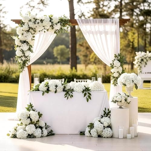 Auihiay 64Pcs Hydrangea Artificial Flowers Bulk, Silk White Hydrangeas | Full Flowers Heads with Stems for Wedding Centerpieces, Home, Garden, Baby Shower, Party Decoration thumbnail 2