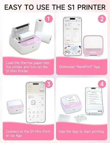 iDPRT Sticker Printer, Portable Sticker Maker Machine, Mini Inkless Bluetooth Thermal Printer for iPhone & Android, Pocket Printer for Labels, Barcodes, DIY Journaling, Kids Gift, Pink thumbnail 3