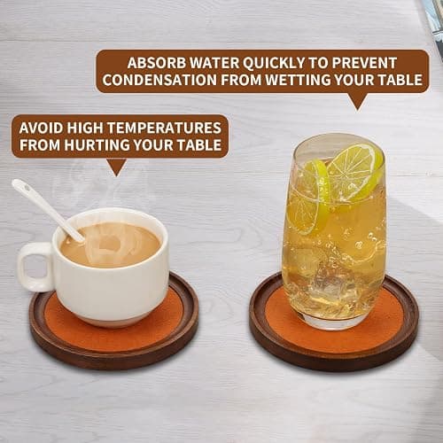 MinBoo Bamboo Coasters for Coffee Table Set of 6 Coasters for Drinks Absorbent with Holder Coffee Table Decor for Tabletop Protection Gifts for House Warming New Home & Wedding (Dark Brown 6Pcs) thumbnail 4