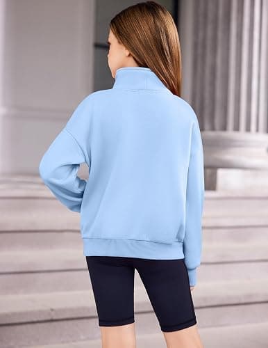 Arshiner Girls Half Zip Sweatshirt Fleece Quarter Zip Pullover Sweatshirts Fall Clothes for Teen Girls Thumb Hole thumbnail 8