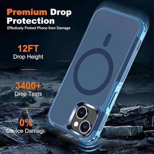 Ratcase Magnetic Case for iPhone 15,14 & 13 6.1'',[Compatible with Magsafe][Heavy Duty Shockproof] [Military Grade Drop Protection][Non-Slip] Rugged Durable 6-Layer Hard Bumper Phone Cover-Dark Blue thumbnail 5