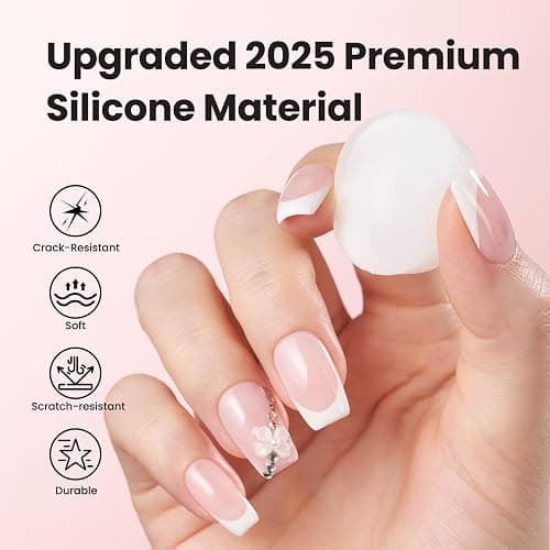 Beetles French Tip Tool Nail Stamp 6Pcs Silicone French Tips Stamp Set | Replacement Stamper Heads and Scrapers Silicone Nail Art Printing Stuff for Home DIY Salon Manicure Tools Gifts for Girls thumbnail 6