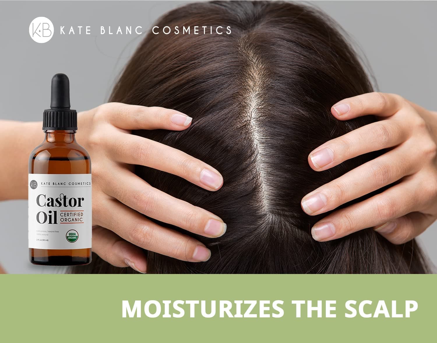 USDA Organic Castor Oil, Pure Cold Pressed, Hexane Free, from Kate Blanc - Stimulate Growth for Eyelashes, Eyebrows, and Hair. Smooth Face and Skin - with Treatment Starter Kit - 1-Year Guarantee thumbnail 6