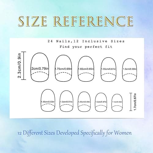 Flower Press On Nails - Short Almond French Tip Colorful Flowers Acrylic Nude Pink Full Cover Glue On Floral False Nails for Women Girls - 24 Pcs thumbnail 4