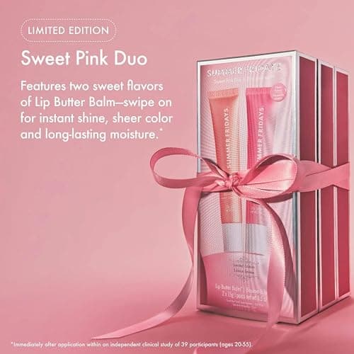 Summer Fridays Lip Butter Balm Sweet Pink Duo - Conditioning Tinted Lip Balm + Overnight Mask for Instant Shine + Color - With Hydrating Shea Butter - Strawberry Soft Serve + Birthday Cake (2 Count) thumbnail 2