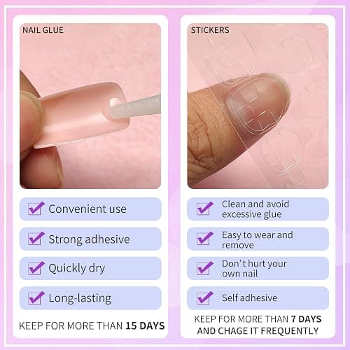 Lifextol 240pc French Tip Press on Nails Short Fake Nails & Adhesive Tab, False Acrylic Nail Press on Nails Square Nail Tips Artificial Glue on Nails Press ons Stick on Fingernail thumbnail 7
