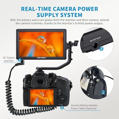 FEELWORLD S55 6 inch Camera DSLR Field Monitor Small Full HD 1920x1080 IPS LUT Video Peaking Focus Assist with 4K HDMI 8.4V DC Input Output Professional Video Accessories thumbnail 6