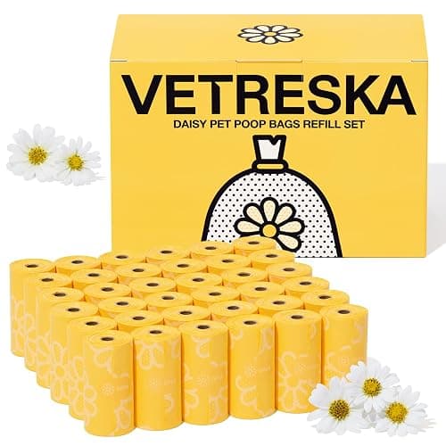 VETRESKA Dog Poop Bag Rolls Daisy Scented Leak-proof Pet Waste Bags Thick and Large Trash Bags for Dog Walking 36 Refill Rolls 540 Bags - Image 1