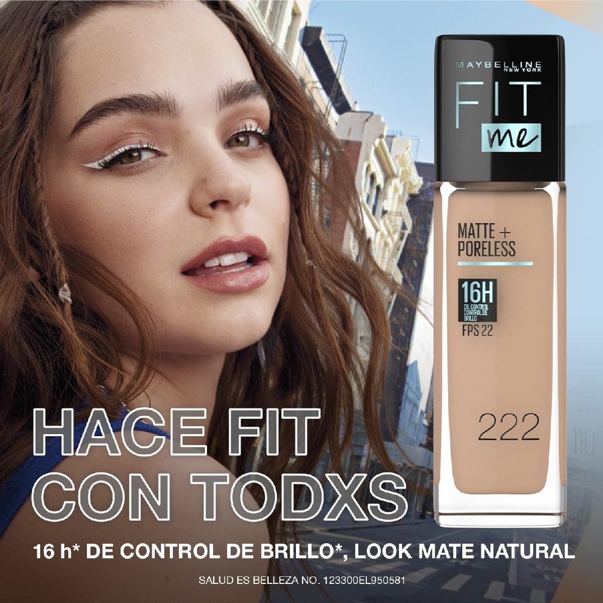 Maybelline Base de maquillaje matificante Fit Me Matte, tono 220 Natural Beige, 110g - 220 Natural Beige thumbnail 4