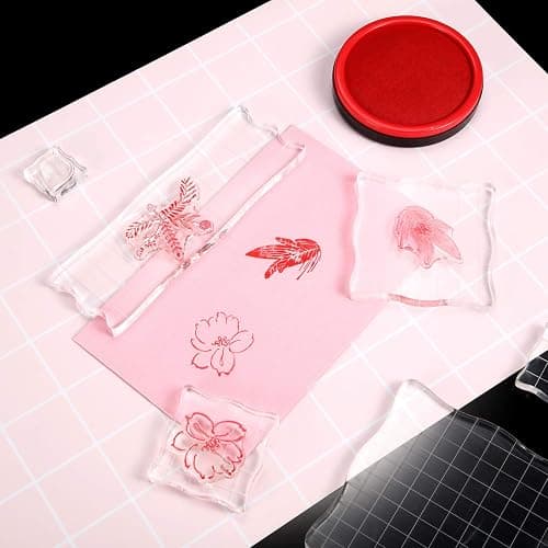 Mudder 7 Pcs Acrylic Stamp Blocks Set Clear with Grid Lines,Lace Edge | Clear Stamping Blocks Tools for Kids, Scrapbooking Craft Making, Decorative DIY, Essential Stamping Tool thumbnail 7