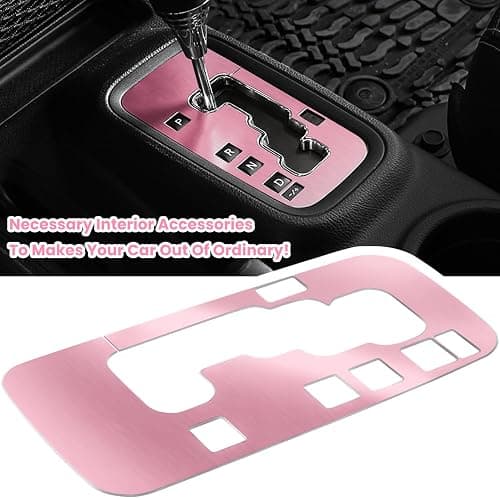 Trim Gear Frame Cover Gear Shift Box Cover For Jeep Wrangler 2012-2018 JK JKU Sport Sahara Freedom Rubicon Unlimited Gear Shift Panel Cover Trim Interior Decoration Accessories Aluminum (Pink) thumbnail 3