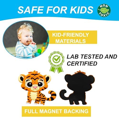 Fridge Magnets for Toddlers Wild Animal - Refrigerator Magnets for Kids - Large Cute Soft Full Back Magnetic Animals for Fridge - Toddler Magnets for Refrigerator - Rubber Big Size Kid Magnet Toys thumbnail 2