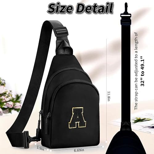 Fystdtote Gifts for Teen Girls Kids,Crossbody Initial Bag Purse Black,A | Birthday Gift for Girl Toddler,Sling Bag Fanny Pack Trendy Stuff,Personalized Gifts for 3 4 5 6 7 8 9 10 11 12 13 Year Old thumbnail 4