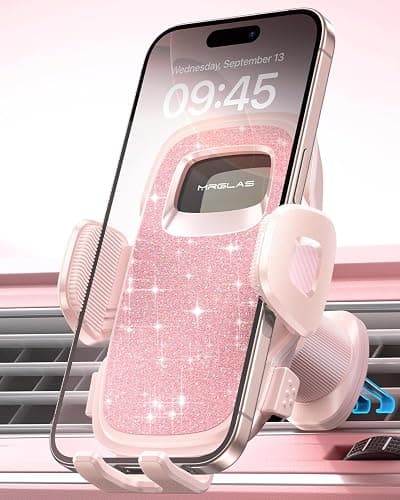 Phone Holders for Car with New Metal Hook Clip, Handy Air Vent Car Mount | [One Hand Operation] Cell Phone Car Mount for iPhone, Pink Car Phone Holder, Universal Y2K Car Accessories Gifts for Women thumbnail 7