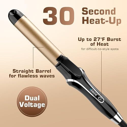 Gifts for Women Curling Iron, 2 in 1 Hair Straightener and Curler, 1.25 Inch Ceramic Curling Wand with Adjustable Temperature, Dual Voltage for All Hair Types, thumbnail 5