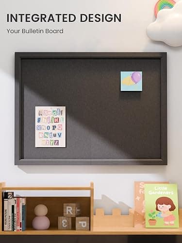Fluxynara Foldable Cork Board Alternative, Felt Bulletin Board 23.6" x 17.5" Black Frame with 12 Adhesive Tabs, Pin Board for Home Office, Classroom, Entryway, Kitchen Wall Decor—Black thumbnail 7