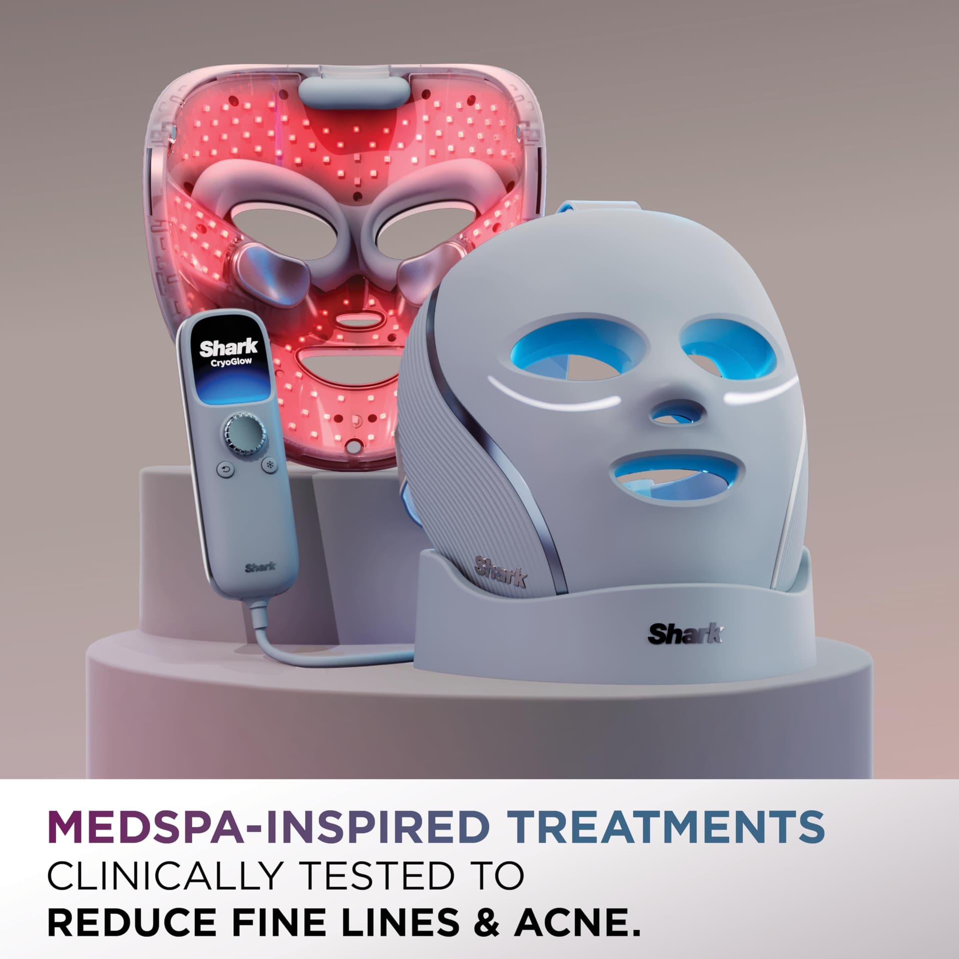 Shark CryoGlow LED Face Mask with Under-Eye Cooling, Anti-Ageing & Blemish Repair, Red & Blue LED, Infrared Light Therapy, USB-C, Remote Control thumbnail 4