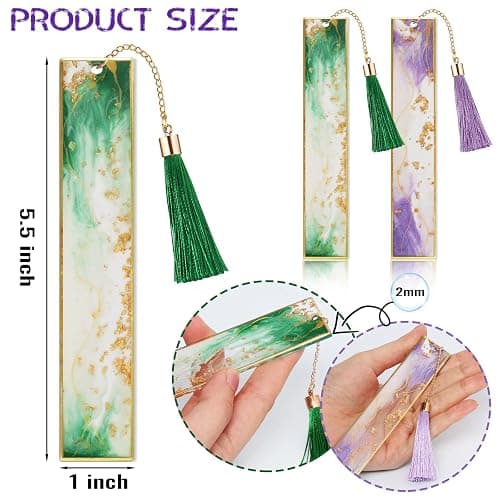 Kaluofan 2PCS Book Marks for Women, Durable Handmade Resin Bookmarks for Mothers, Teachers, Students and Book Lovers on Mother's Day, Teachers' Day, Christmas thumbnail 3