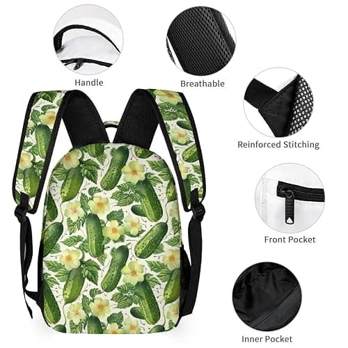 Pickle School Backpack for Kids Girls Boys, 16 Inch Cute Pickles Themed Bookbag, Personalized School Backpack for Students Children, Lightweight, Large Capacity thumbnail 4