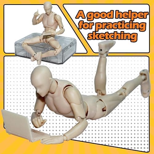 Action Figures Body-Kun DX & Body-Chan DX PVC Figure Model Drawing for S H Figuarts with Box for Artists (Skin color, Male) thumbnail 5