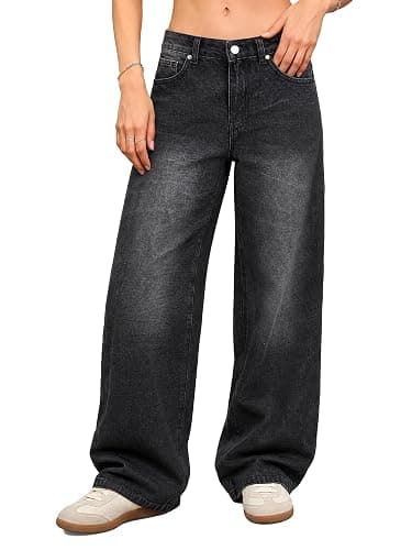 EMMIOL Baggy Jeans for Women High Waisted Womens Wide Leg Jeans Plus Size | Y2K Boyfriends Denim Pants, Casual Loose Wide Leg Jeans, Straight Leg, High Waist, 90s Vintage Baggy Pants with Pockets - Image 1