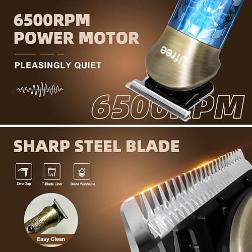 Ufree Beard Trimmer for Men, Electric Razor Shaver, Cordless Hair Clipper Shaving Kit for Mustache Body Nose Ear Hair Facial, Adjustable Beard Grooming Kit Birthday Gifts for Men thumbnail 4