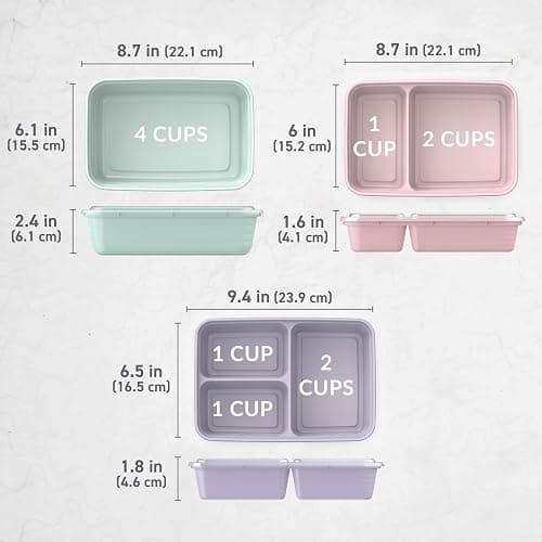 Bentgo Prep 60-Piece Meal Prep Kit - Reusable PFAS & BPA-Free Food Containers, 1-Compartment, 2-Compartment, & 3-Compartments - Microwave, Freezer, & Dishwasher Safe (Floral Pastels) thumbnail 2