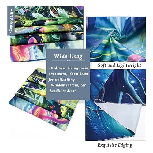 Yuiqear Blacklight Mushroom Tapestry Fantasy Forest Tree Tapestries UV Reactive Floral Plant Tapestries Neon Glow in The Dark Tapestry Wall Hanging for Bedroom Aesthetic Decor thumbnail 6