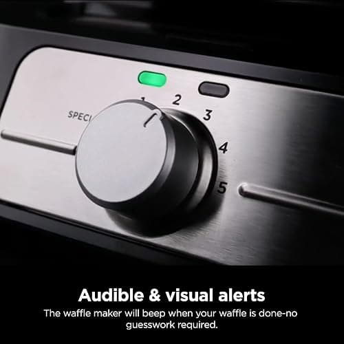 Ninja Belgian Waffle Maker Pro, 5 Shade Settings, Black/Silver, BW1001 | Vertical design, NeverStick coating, Precision-pour cup, Recipe guide, Dishwasher-safe parts thumbnail 8