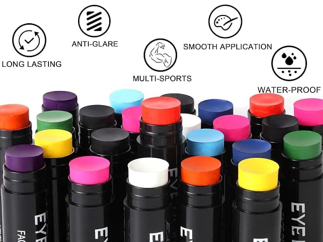 Wismee Eye Black Stick, 12pcs Multi-Colors Anti-Glare Under Eye Black Sports Grease Stick Set for Baseball Softball Soccer Lacrosse Hockey Athletes Sports Training, Sweat-Proof & Long Lasting thumbnail 4