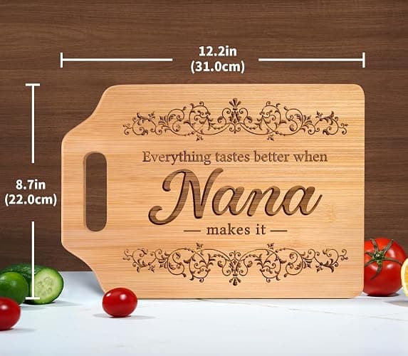 AceThrills Nana Gifts for Nana Birthday Gifts for Christmas, Mothers Day - Engraved Bamboo Cutting Board 12.3"L x 8.7"W x 0.4"Th thumbnail 3