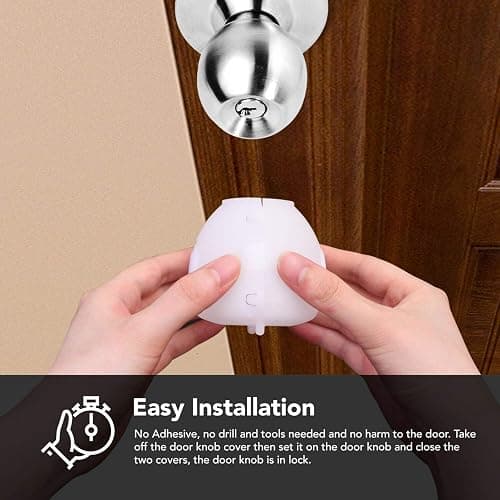 Mom's Choice Gold Awards Winner - EUDEMON 4 Pack Baby Safety Door Knob Covers Door Knob Locks(not Suit for All Door knobs) thumbnail 7
