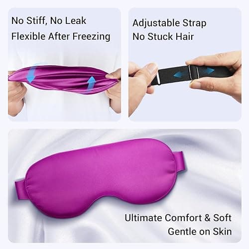 Cooling Eye Mask for Puffy Eyes: Fsa Eligible ltems Hsa, Migraines Headache Fast Relief After Surgery Care Cold Compress, Reusable Face Ice Pack Gel for Dark Circles, Gentle Weighted Sleep Mask Purple thumbnail 5