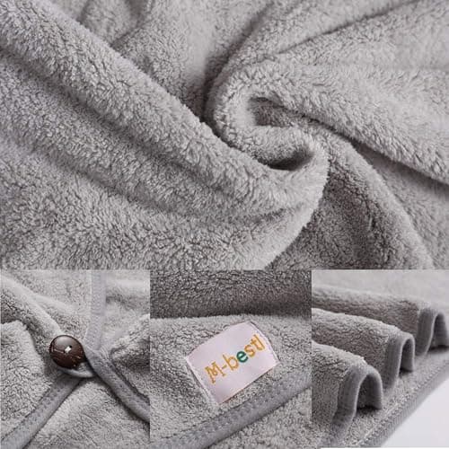 M-bestl 2 Pack Hair Drying Towels, Anti-frizz Hair Towel Wrap, Absorbent Microfiber Hair Towel Turban with Button Design for Straight Curly Hair (Dark Gray&Light Gray) thumbnail 4