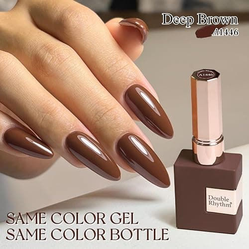 Double Rhythm 15ML Dark Brown Gel Polish Pure Sheer Same Color Same Bottle Soak Off Gel Polish Art Manicure Salon DIY at Home for Women (Deep Brown-A1446) thumbnail 4