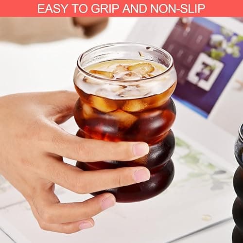 Maxentico 4 stück Latte Macchiato Gläser 350ml, Teegläser Glas Cappuccino, Kaffeegläser, Kaffeeglas, Eiskaffee Gläser, Kaffeebecher aus Borosilikatglas, mit Bürste und Strohhalm, Spiralförmig thumbnail 7