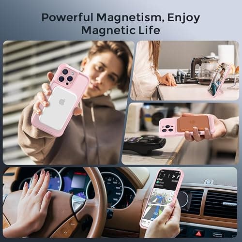 MOCCA Design for iPhone 16 Pro Case with Magnetic Invisible Stand [Full Camera Protection] [Compatible with Magsafe] Military Drop Shockproof Translucent Matte Phone Case Cover 6.3",Pink - iPhone 16 Pro 6.3inch - Pink thumbnail 8