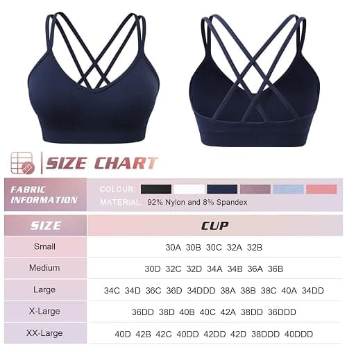 VEQKING Women's Cross Back Sports Bra Padded Strappy Medium Support Yoga Bra for Workout Fitness 3 Pack thumbnail 6