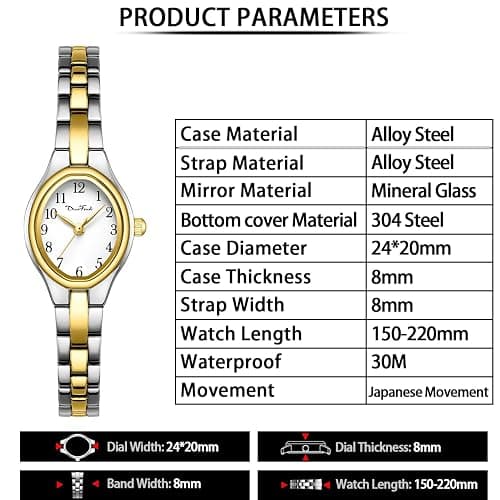 Diaofendi Small Gold Bracelet Watches Vintage Ladies Quartz Wrist Watches Stainless Steel Band,Waterproof. thumbnail 4
