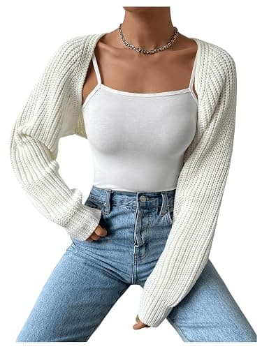 RoseSeek Women's Cropped Cardigan Sweaters Long Sleeve Open Front Bolero Shrugs Casual Knit Tops thumbnail 3